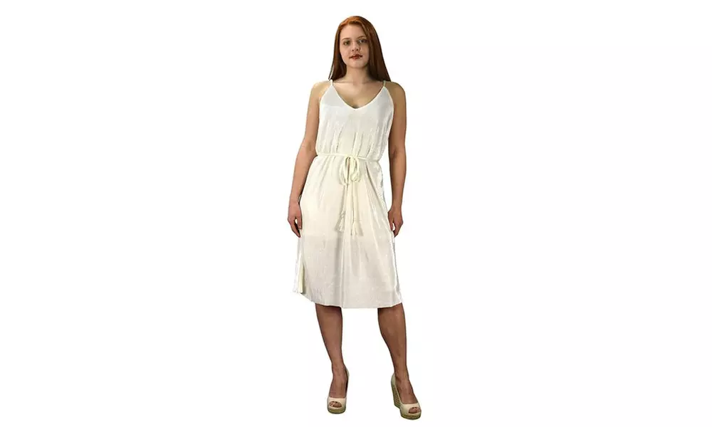 Pleated Fabric Midi Dress with Lining Multipurpse Formal & Casual - Second Medium