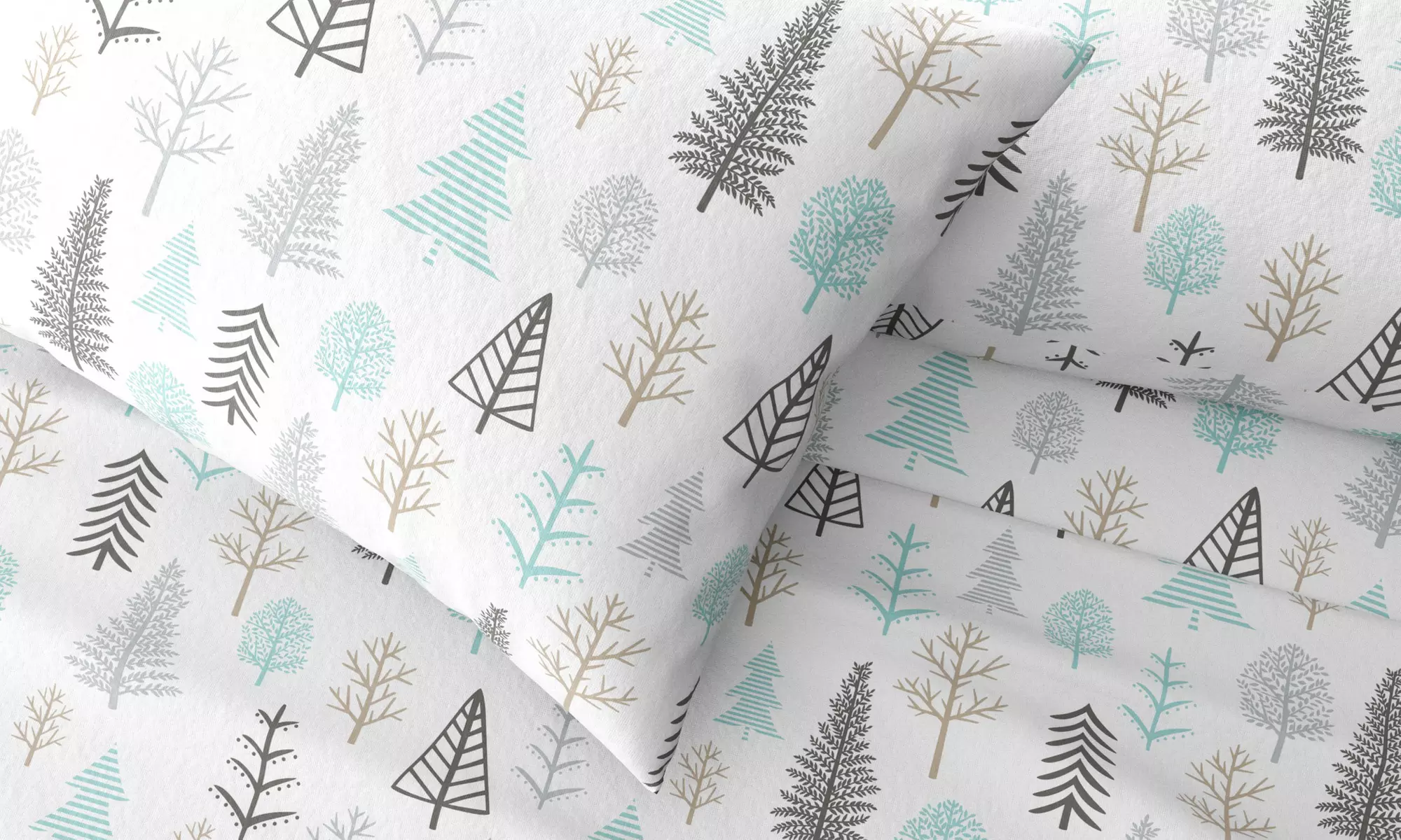 Nature Print Turkish Cotton Flannel Sheet Set