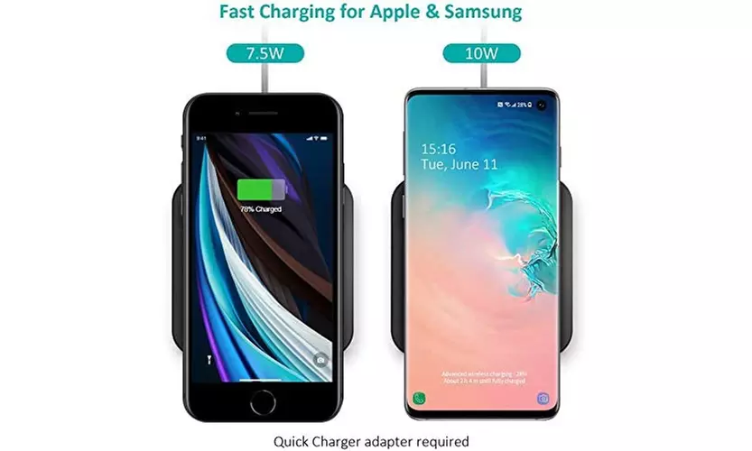 CHOETECH Fast Wireless Charging Pad Ultra Slim Compatible with iPhone Samsung