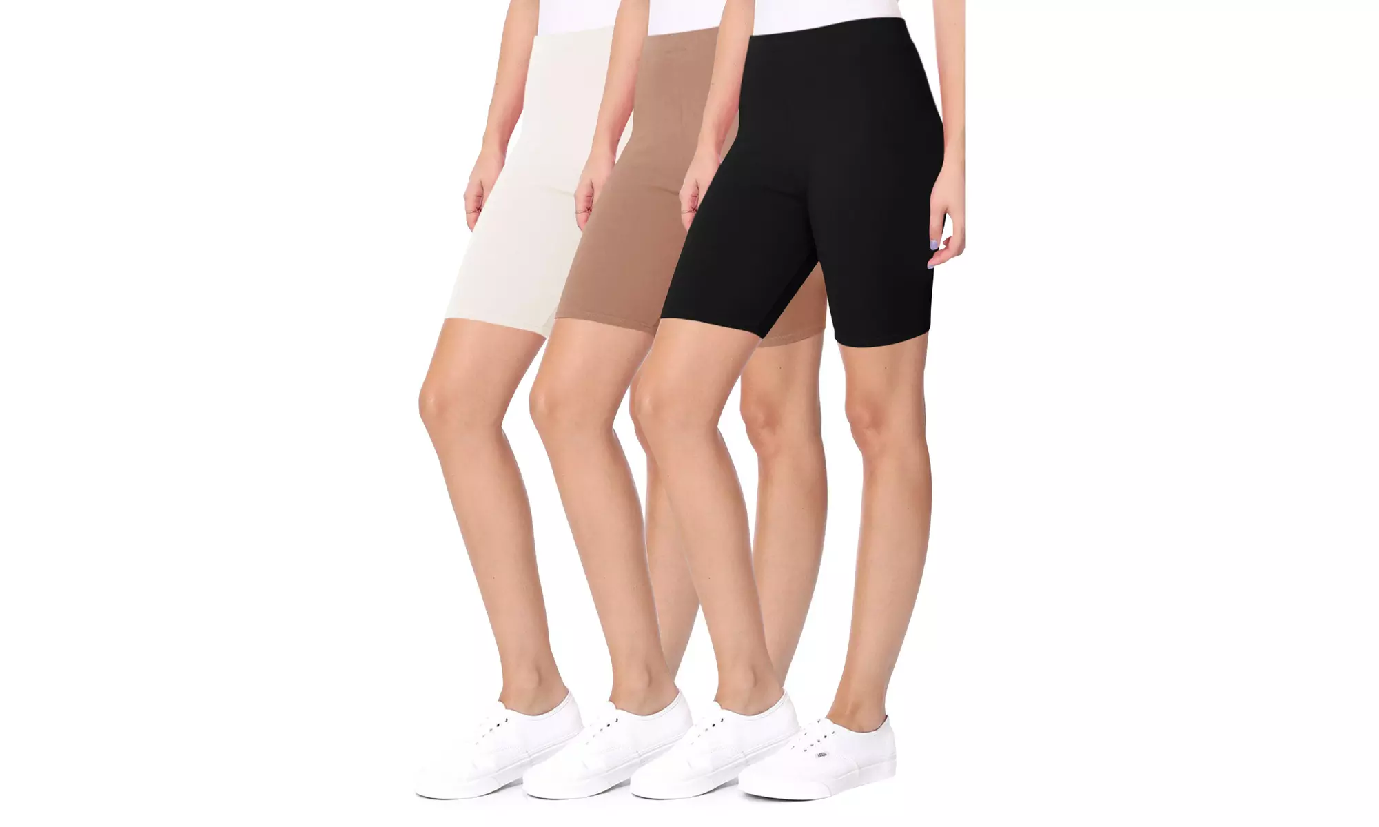 Women's Casual Seamless Elastic High Biker Shorts (Pack of 3)