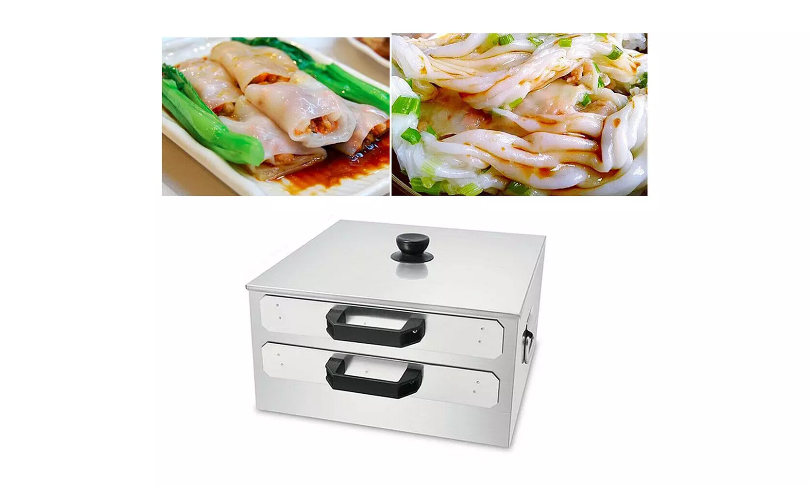 Stainless Steel Rice Rolls Cantonese Changfen Maker Double Layer Steamer