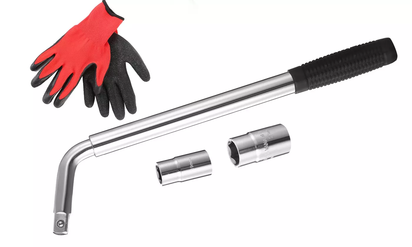 iMounTEK Extendable Telescoping Lug Wrench with CR-V Sockets & Work Gloves - Primary Image
