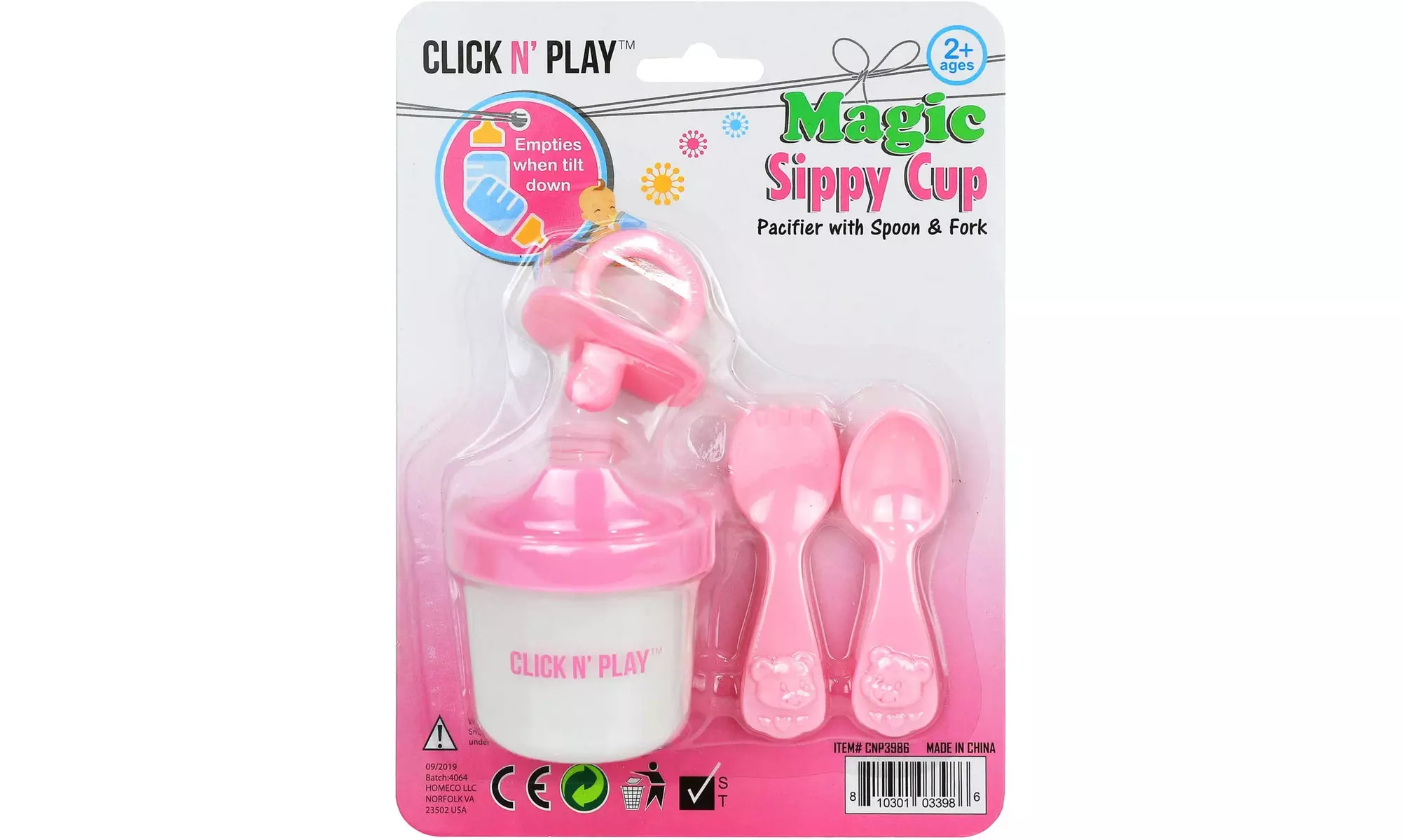 Baby Doll Magic Disappearing Sippy Cup and Doll Pacifier Set., Pink - Second Medium