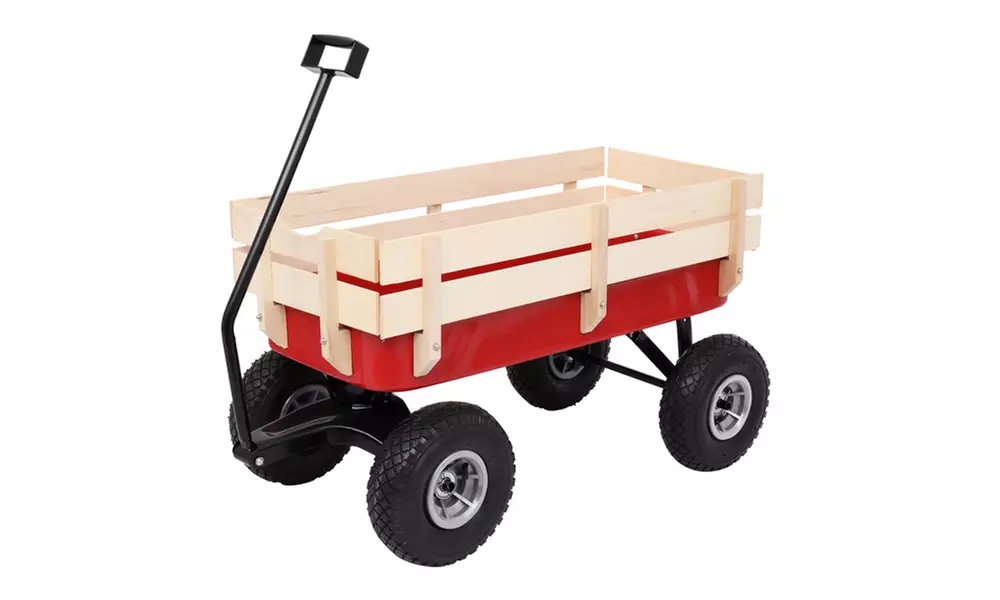 Garden Iron Wood Four Wheel Garden Wagon