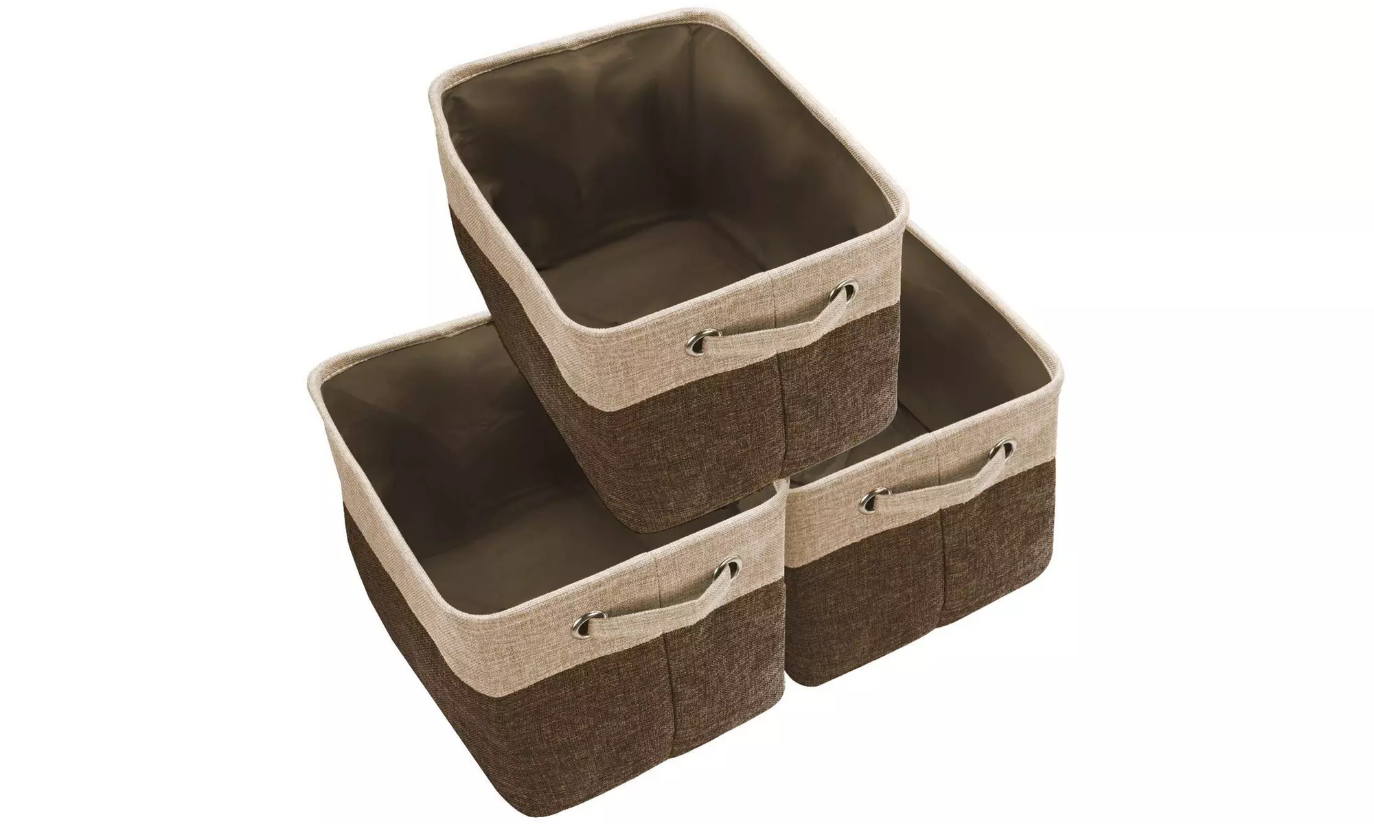 3-Pack Large Storage Baskets - Fabric Collapsible Organizer Bin w/ Carry Handles