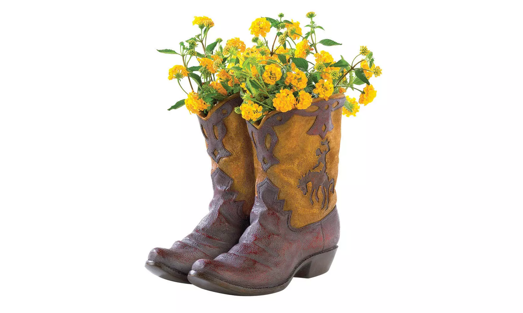 NEW RUSTIC COWBOY BOOT PLANTER FLOWER POT WESTERN GARDEN YARD PATIO DECOR - GIFT - Primary Image