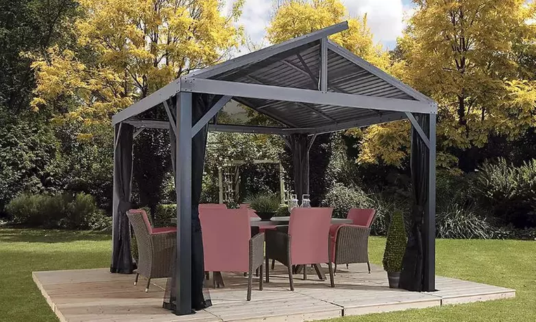 South Beach II Hardtop Gazebo, 12 ft. x 12 ft. Light Gray - Primary Image