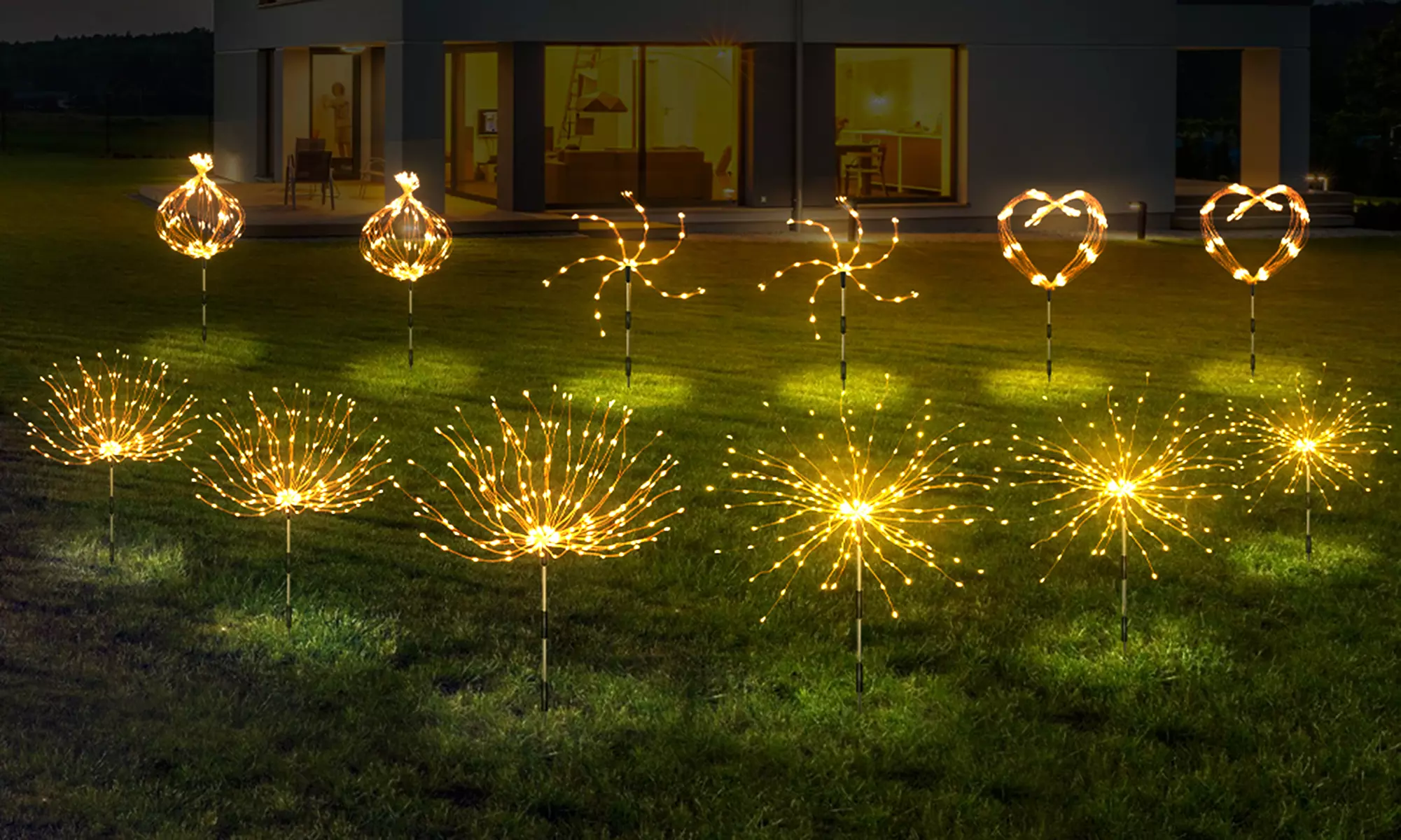 4 Pack Firework Solar Lights DIY Solar Garden Xmas Decorative Lights with Remote - Primary Image