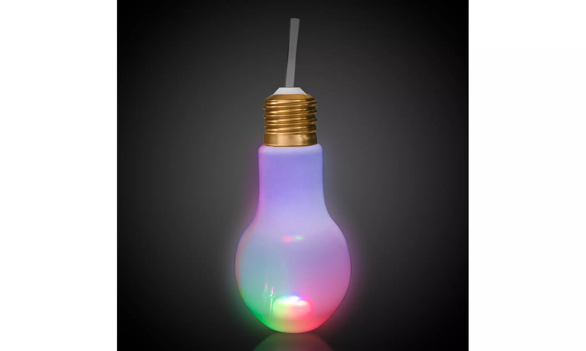 LED Light Up White Light Bulb Cup with Straw Party Supplies - 6 Pack - Primary Image