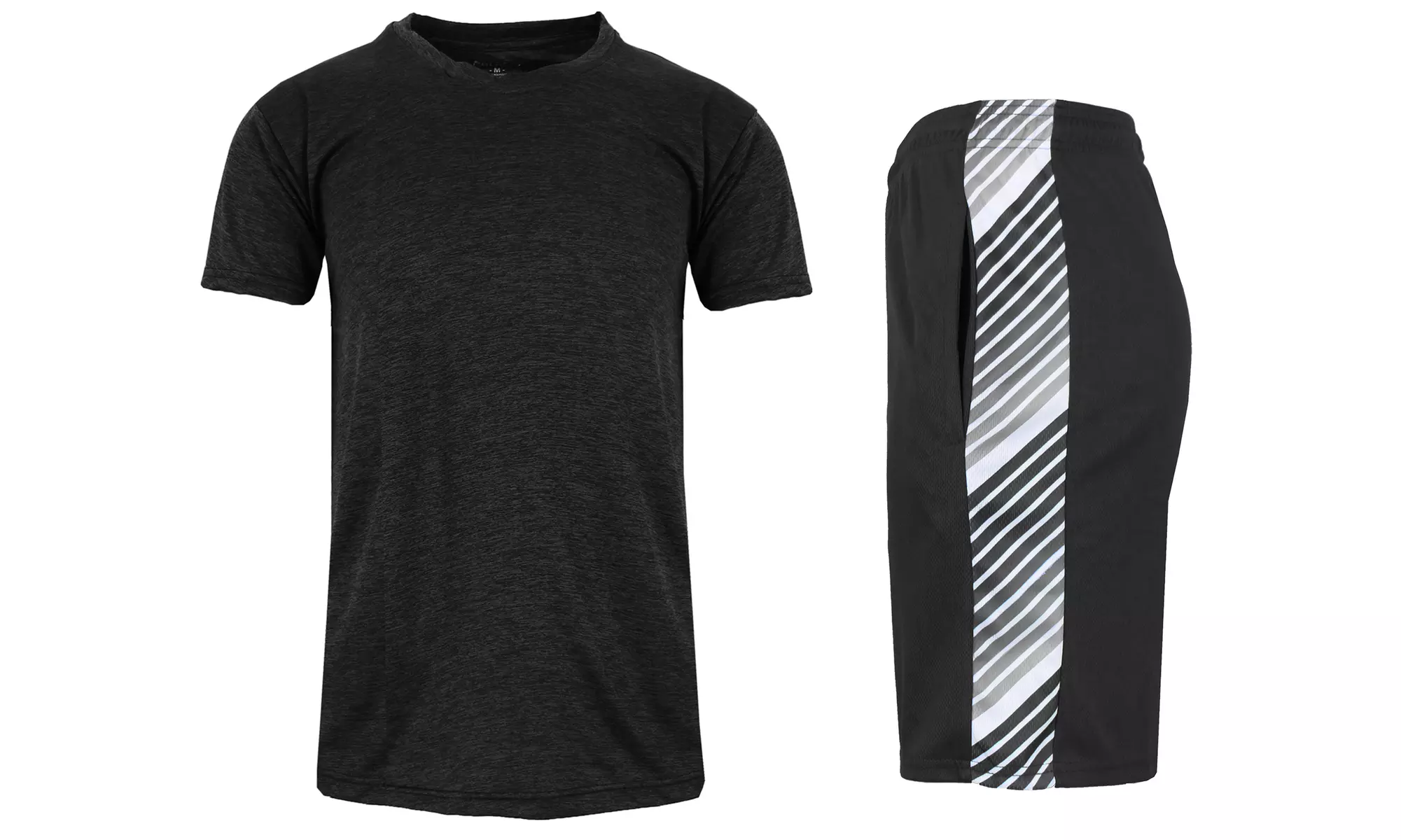 Men's Moisture Wicking Short Sleeve Tee & Mesh Shorts 2-Piece Top & Bottom Set