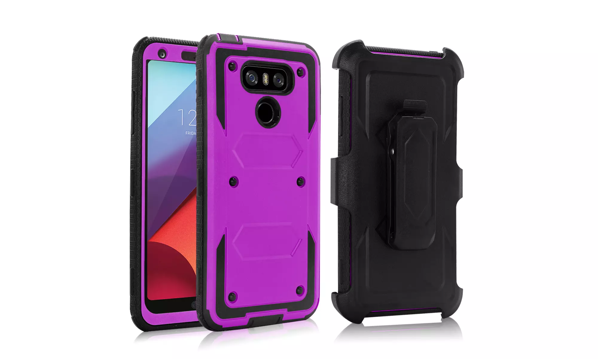 Protective Belt Clip Case with Kickstand Screen Protector for LG G6 - Second Medium
