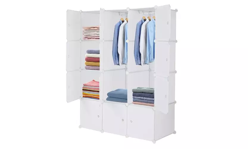 12 Cube Organizer Stackable Plastic Storage Shelves Closet Cabinet  - Primary Image