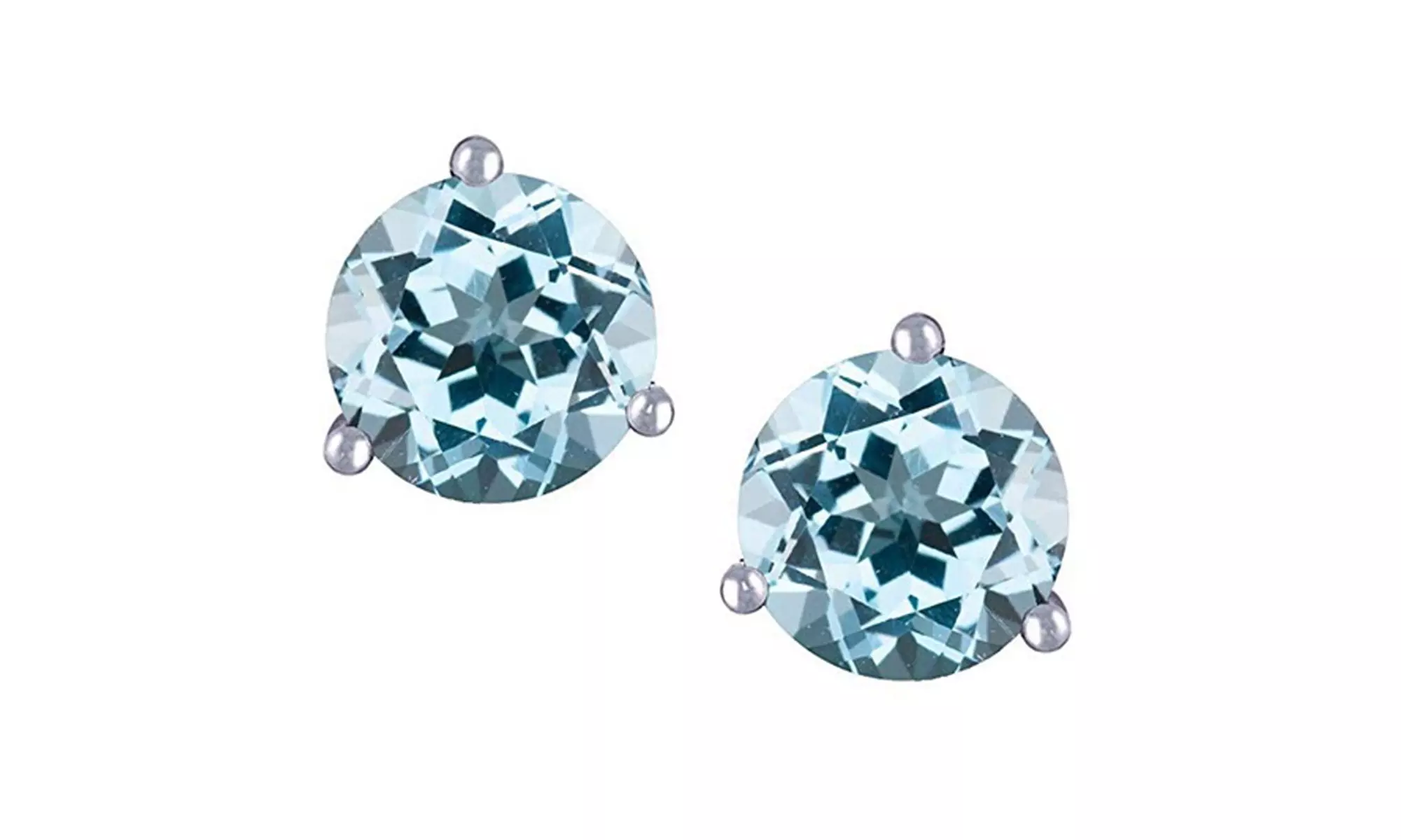 14k White Gold Plated 7mm Round 3 prong Martini push back Stud Earrings