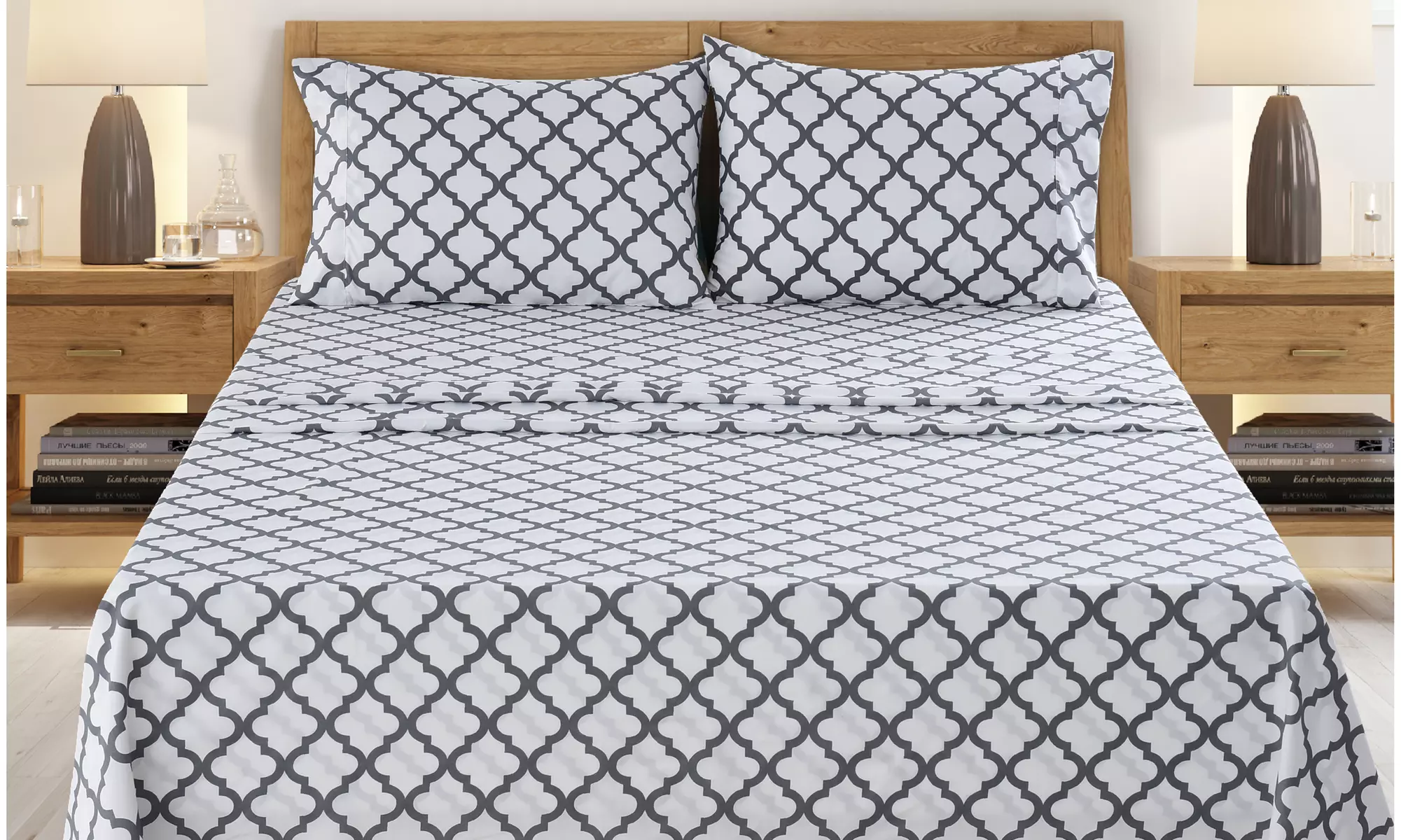 Quatrefoil 1800 Egyptian Quality Hypoallergenic Microfiber Sheet Set - Lux Decor
