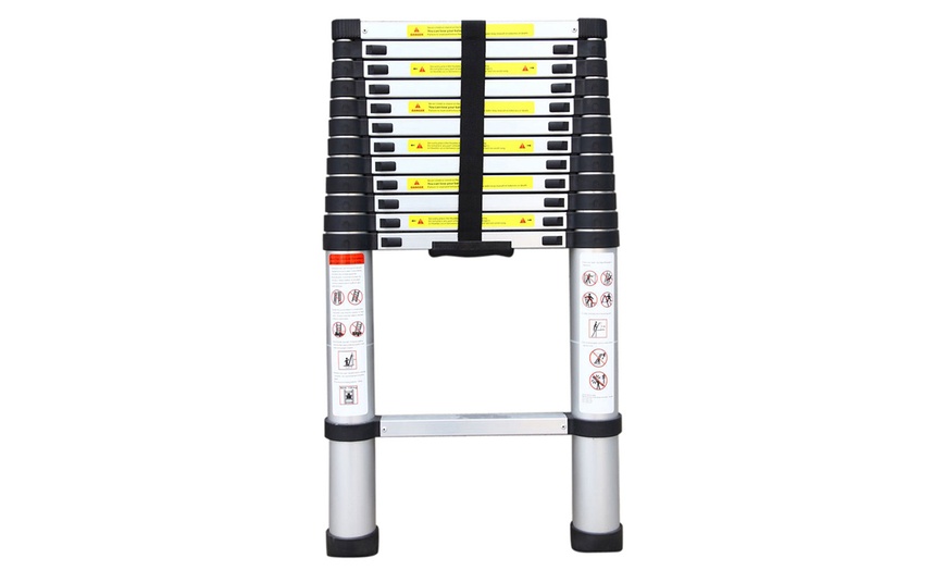 High Quality Aluminum Stretchable Ladder Black & Silver | Groupon