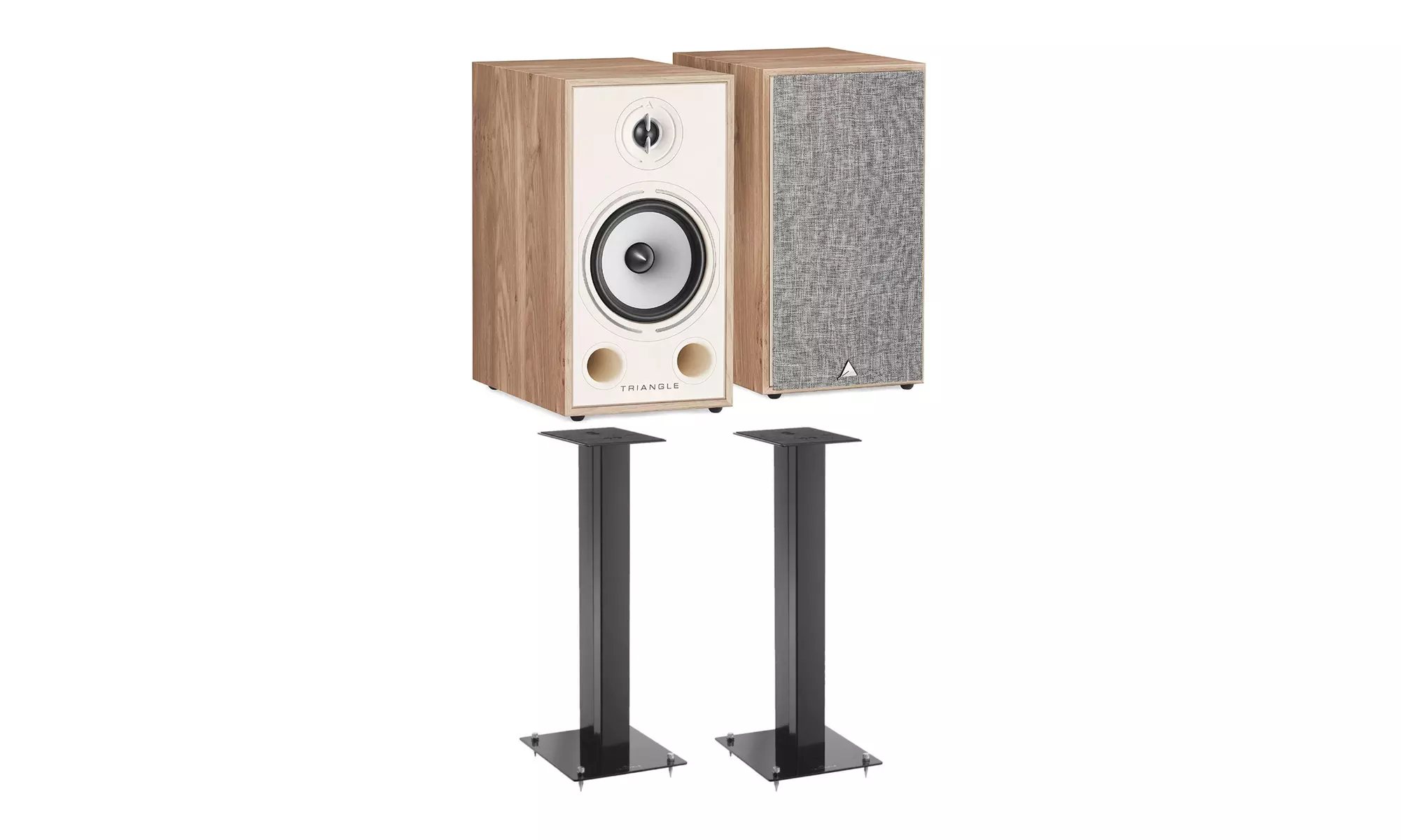 Triangle Borea BR03 Hi-Fi Bookshelf Speakers (Light Oak, Pair) w/ Speaker Stands - Primary Image