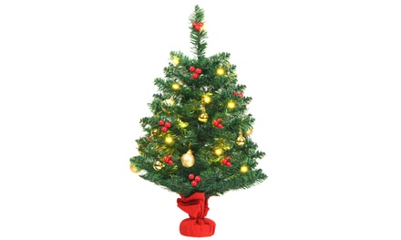 Costway 24" Pre-Lit Tabletop Christmas Tree Battery Operated PVC Light ...