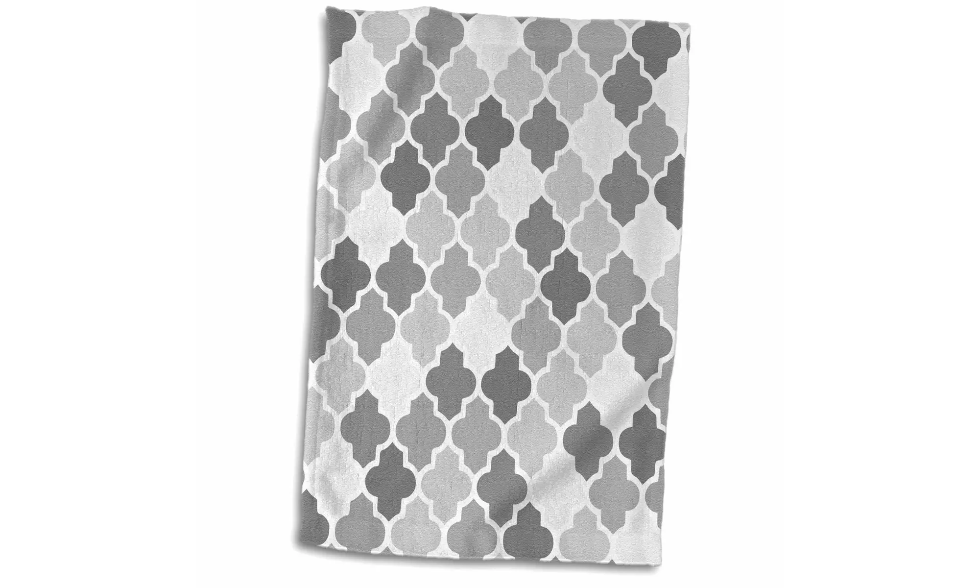 Towel - Gray quatrefoil pattern in different shades of grey - trendy Moroccan - Primary Image