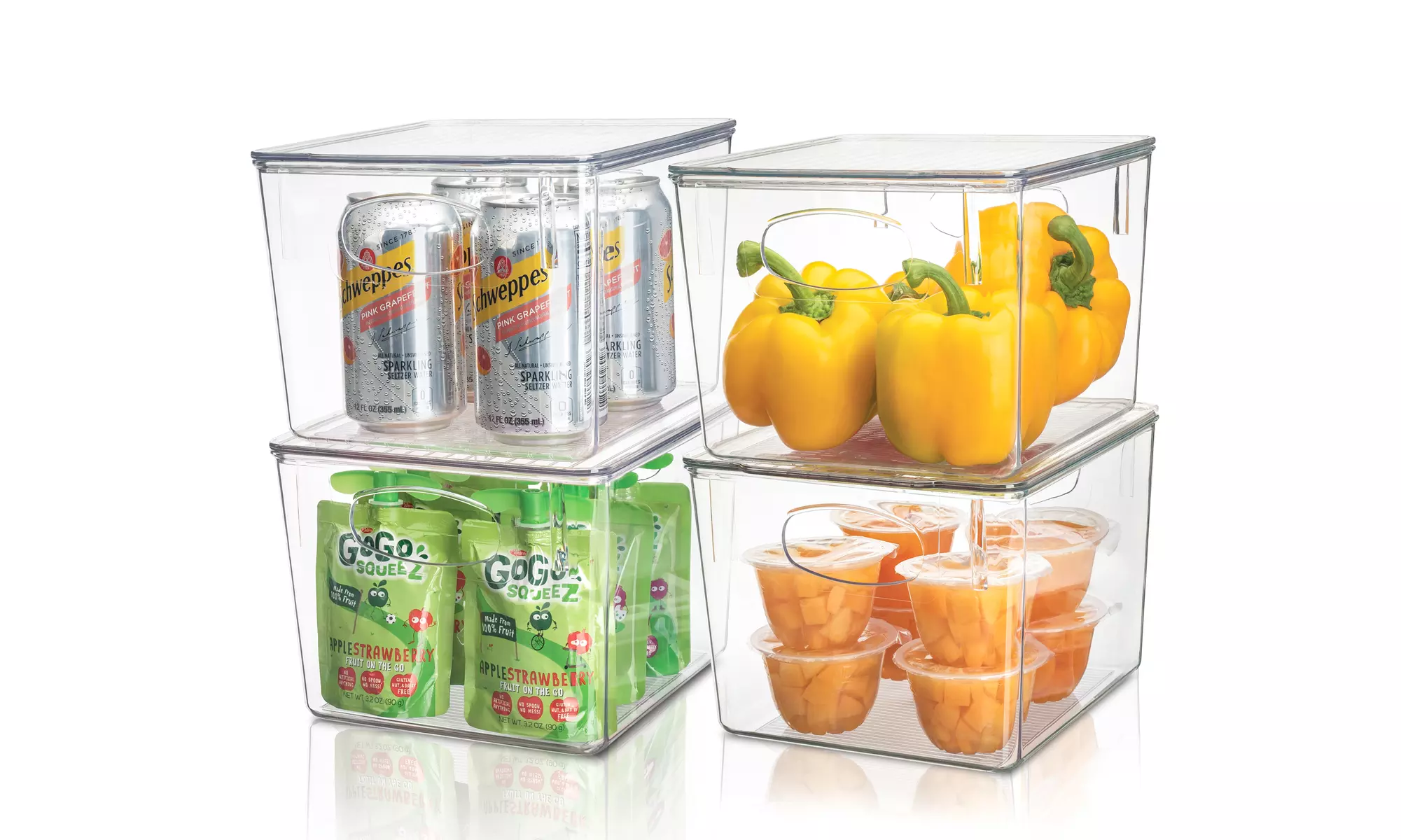 4-Pack Stackable Fridge and Freezer Bins Organizer w Lid Food Storage Containers - Primary Image