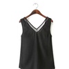 Image 3: Women's Sleeveless V-Neck Mesh Chiffon Black/White Fashion T Shirt Vest Tops