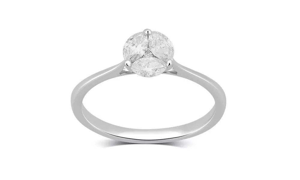 1/2 Cttw Diamond Illusion Ring in 14K White Gold by DiamondMuse - Primary Image