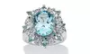 8.60 TCW Oval-Cut Genuine Blue and White Topaz Ring