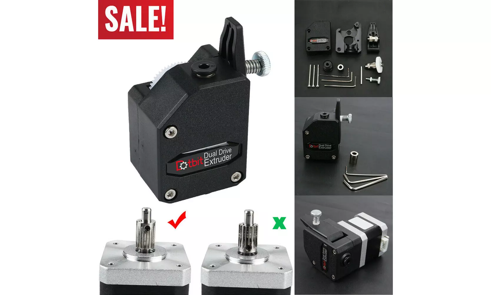 Dual Drive Extruder for 3D Printer MK8 Bowden Extruder BMG Cloned Btech Best - Primary Image