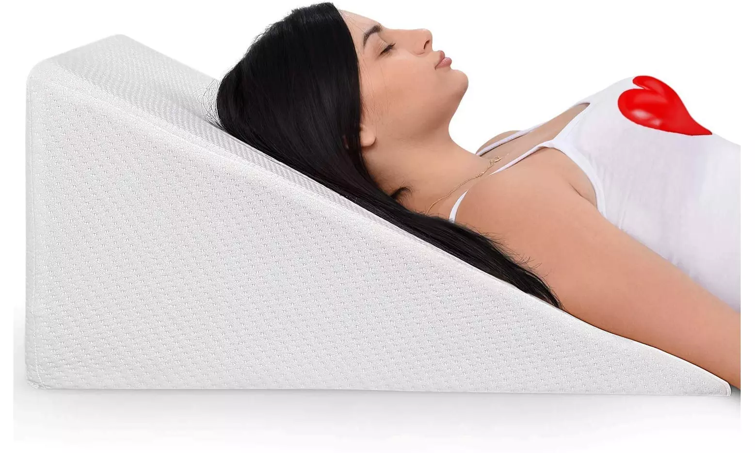 Massage Back Lumbar Memory Foam Wedge Support Pillow White - Primary Image