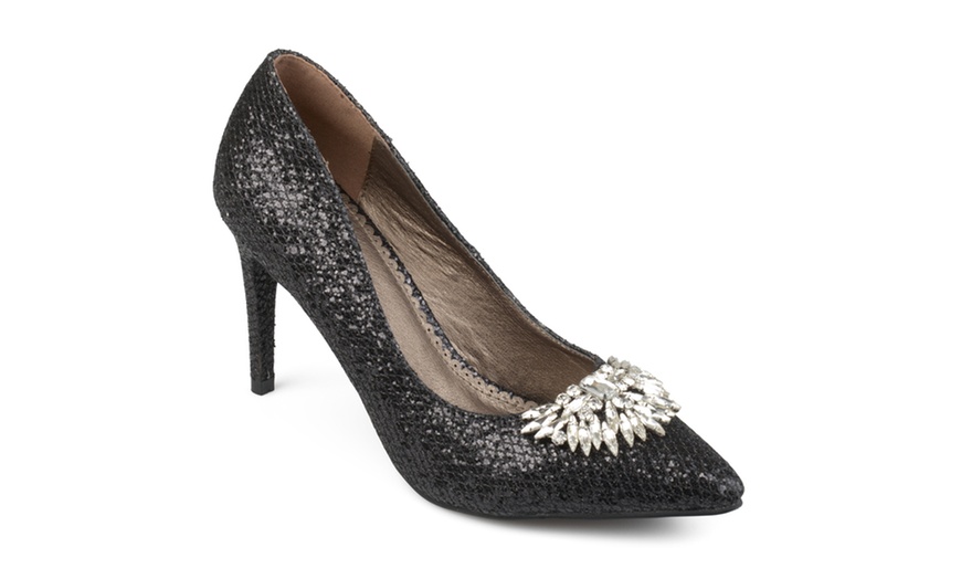 Image 2: Journee Collection Womens Pointed Toe Jewel Glitter Heels