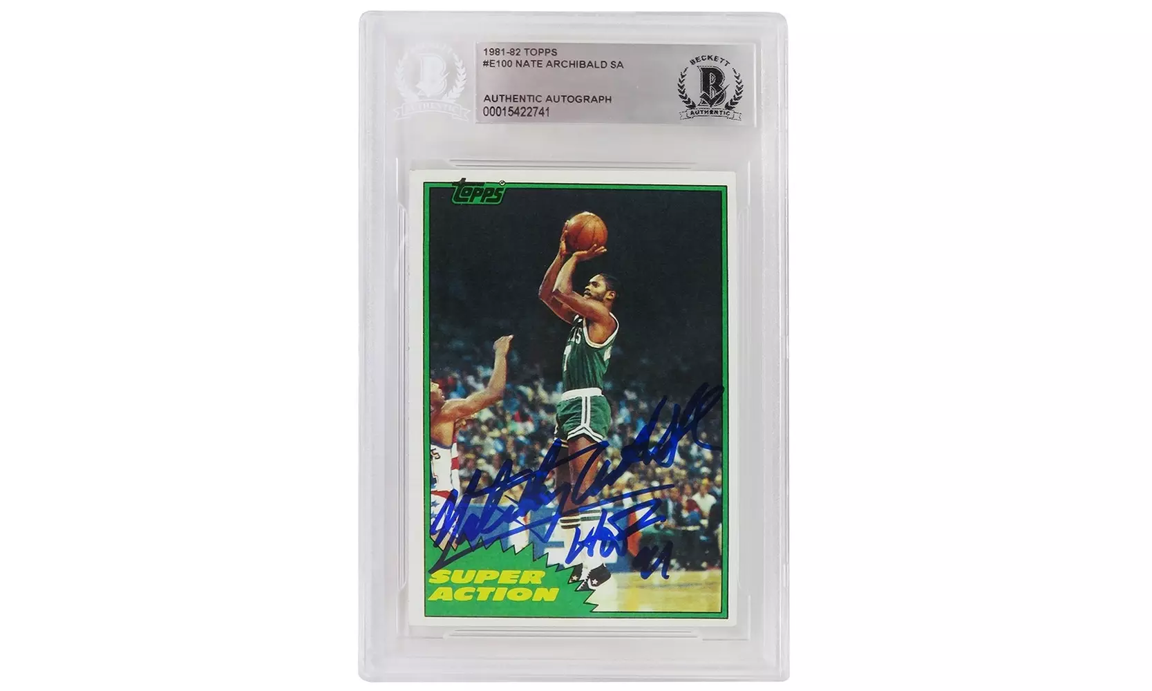 Nate Archibald Signed Celtics 1981 Topps Card #100 w/Tiny, HOF'91 (Beckett) - Primary Image