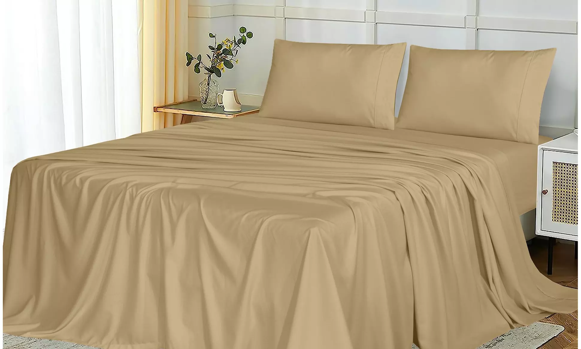 Ruvanti 1800 Series 4 Piece Microfiber Bed Sheet Set Soft Deep Pocket Sheet