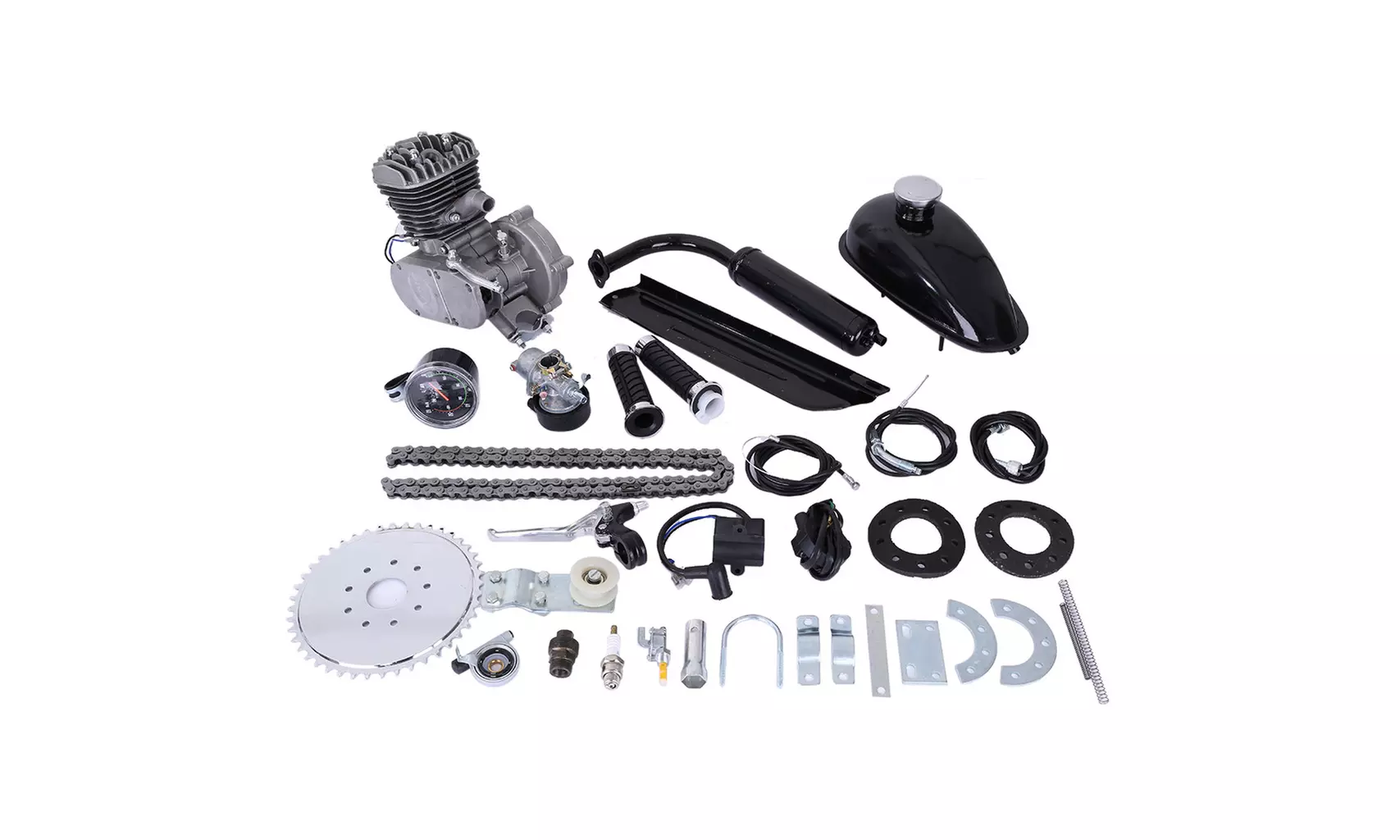 2 Stroke Pk80 80cc Gas Bike Engine Motor Kit DIY Motorized Bicycle Chrome pipe - Primary Image