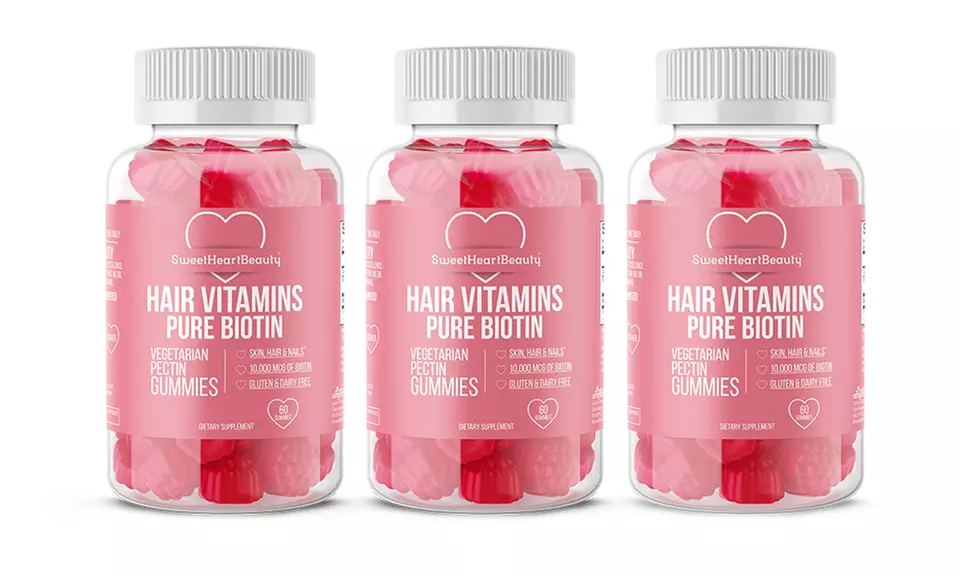 Premium Grade Biotin Hair Gummy Vitamins (1- 2- or 3- Pack)