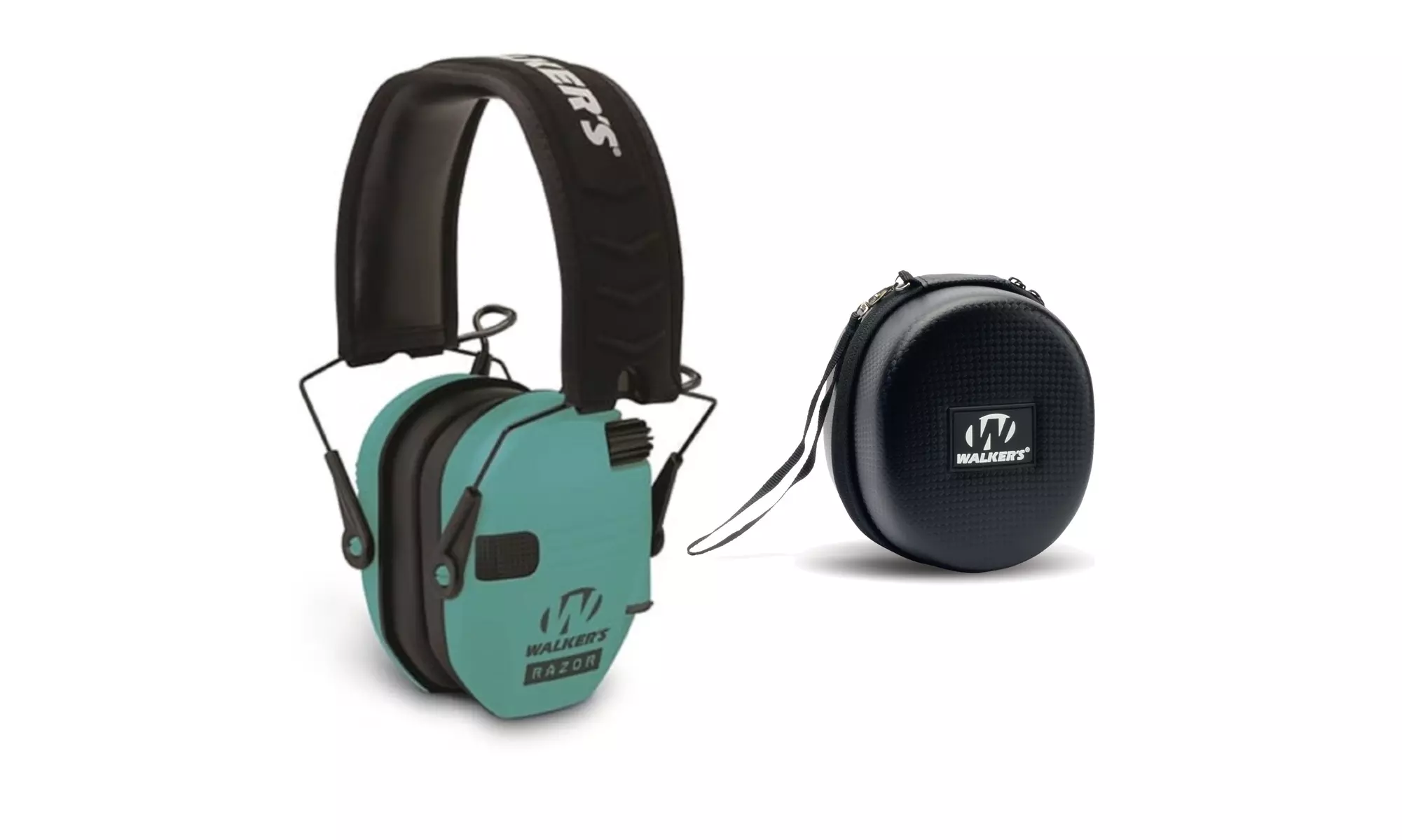 Walkers Razor Slim Electronic Shooting Earmuffs (Teal) with Protective Case - Primary Image