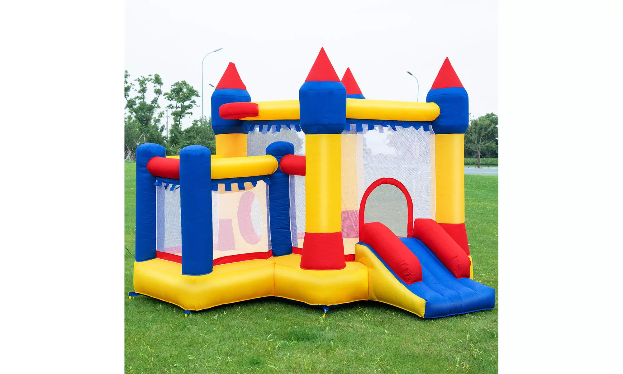 Inflatable Bounce House Castle Kids Jumper Slide Moonwalk Bouncer without Blower - Primary Image