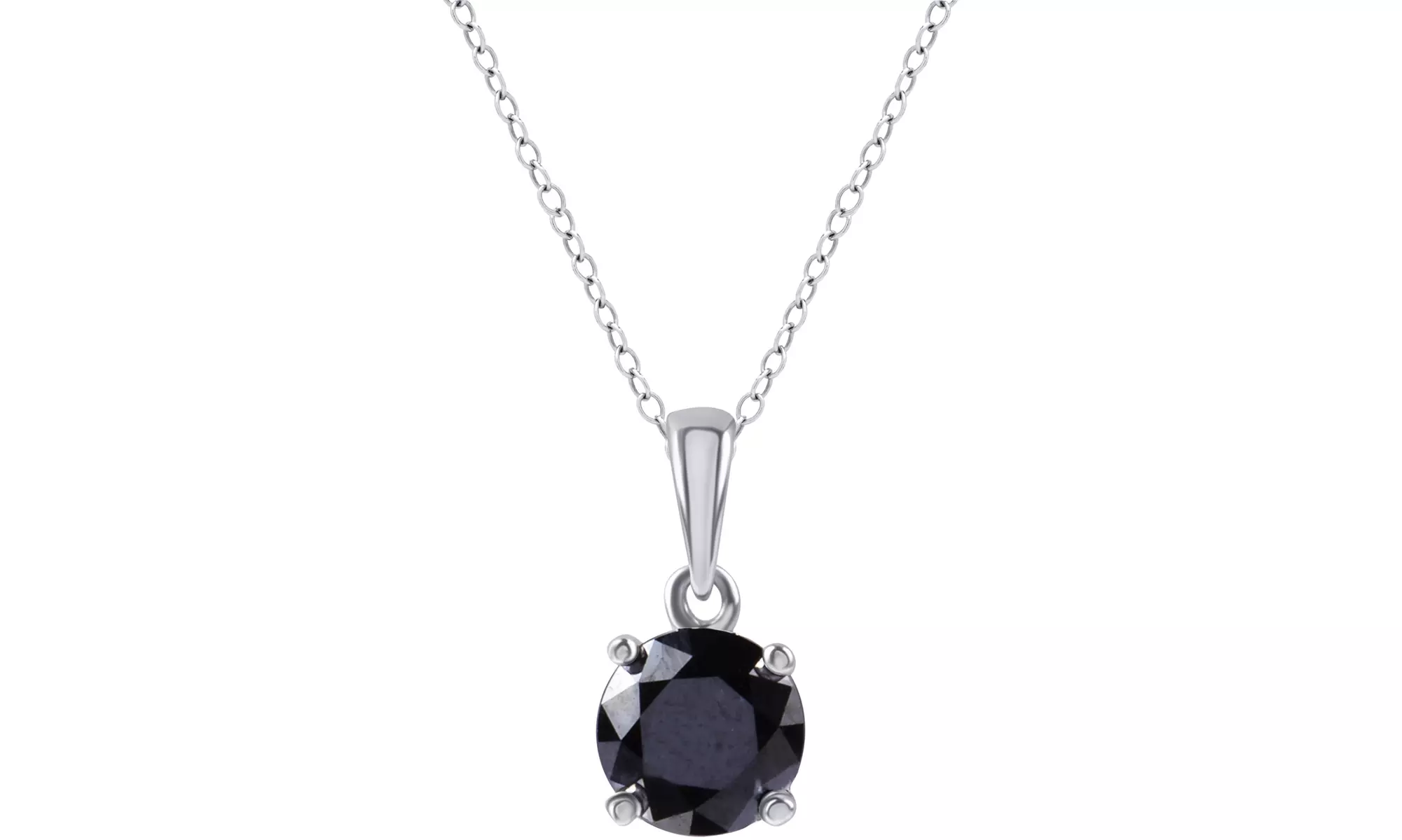 0.50–2.00 CTW Black Diamond Solitaire Pendant in Sterling Silver by Brilliant Di - Second Medium
