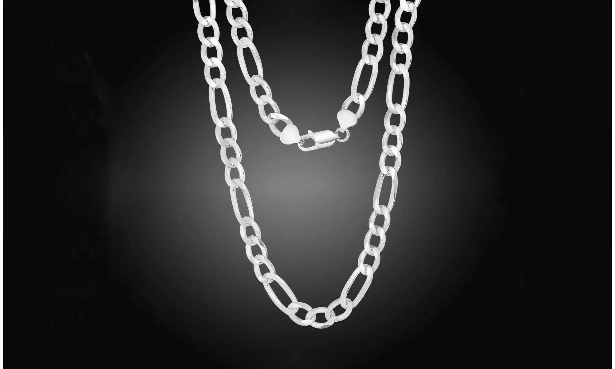 Men's 8.50MM Figaro Chains in Solid Sterling Silver  - Primary Image