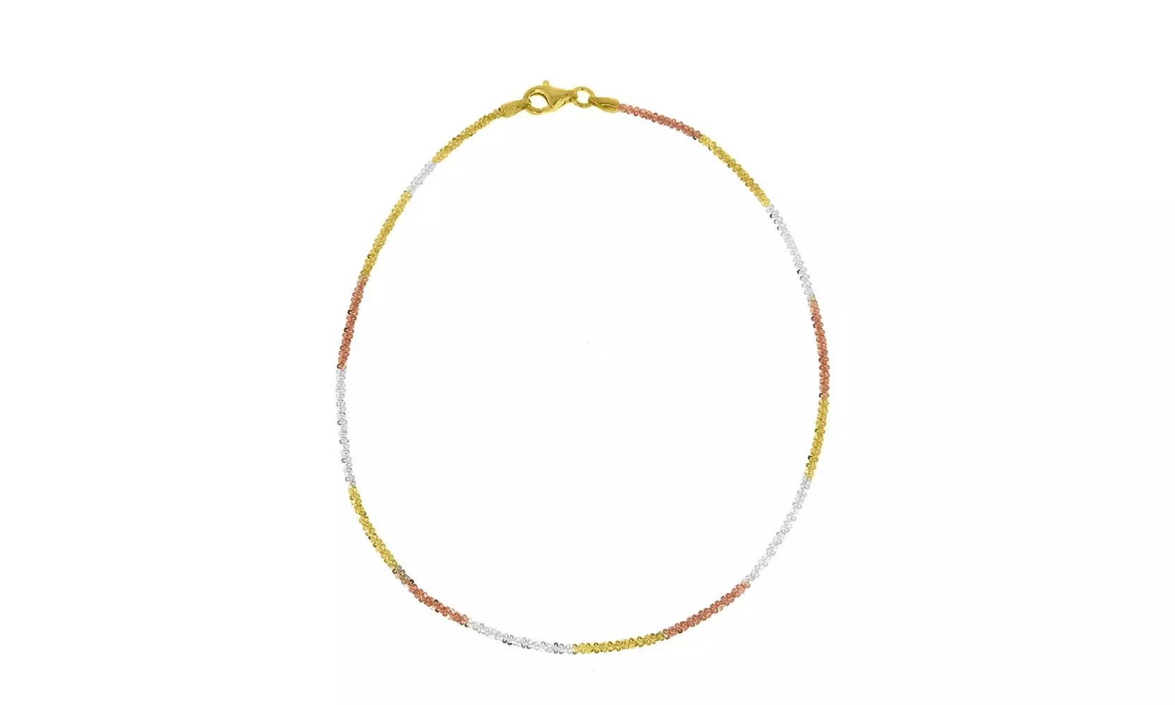 Italian 925 Sterling Silver Tri Color Anklet 9 or 10 Inch  