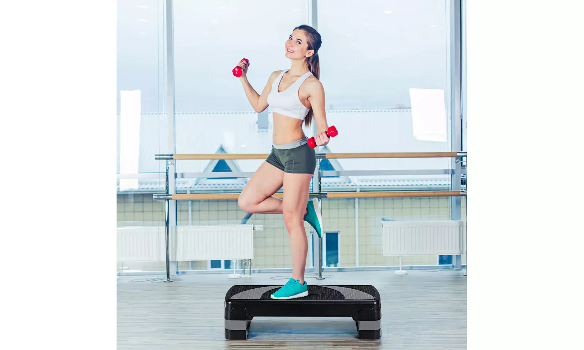 31'' Aerobic Exercise Stepper Cardio Trainer 3 in 1 Adjustable Height 4'' - 6''