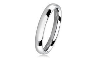 Stainless Steel Domed Comfort-Fit Wedding Band Ring - 3mm Wide