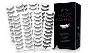 60 Pairs Natural False Eyelashes Pack with Tweezers