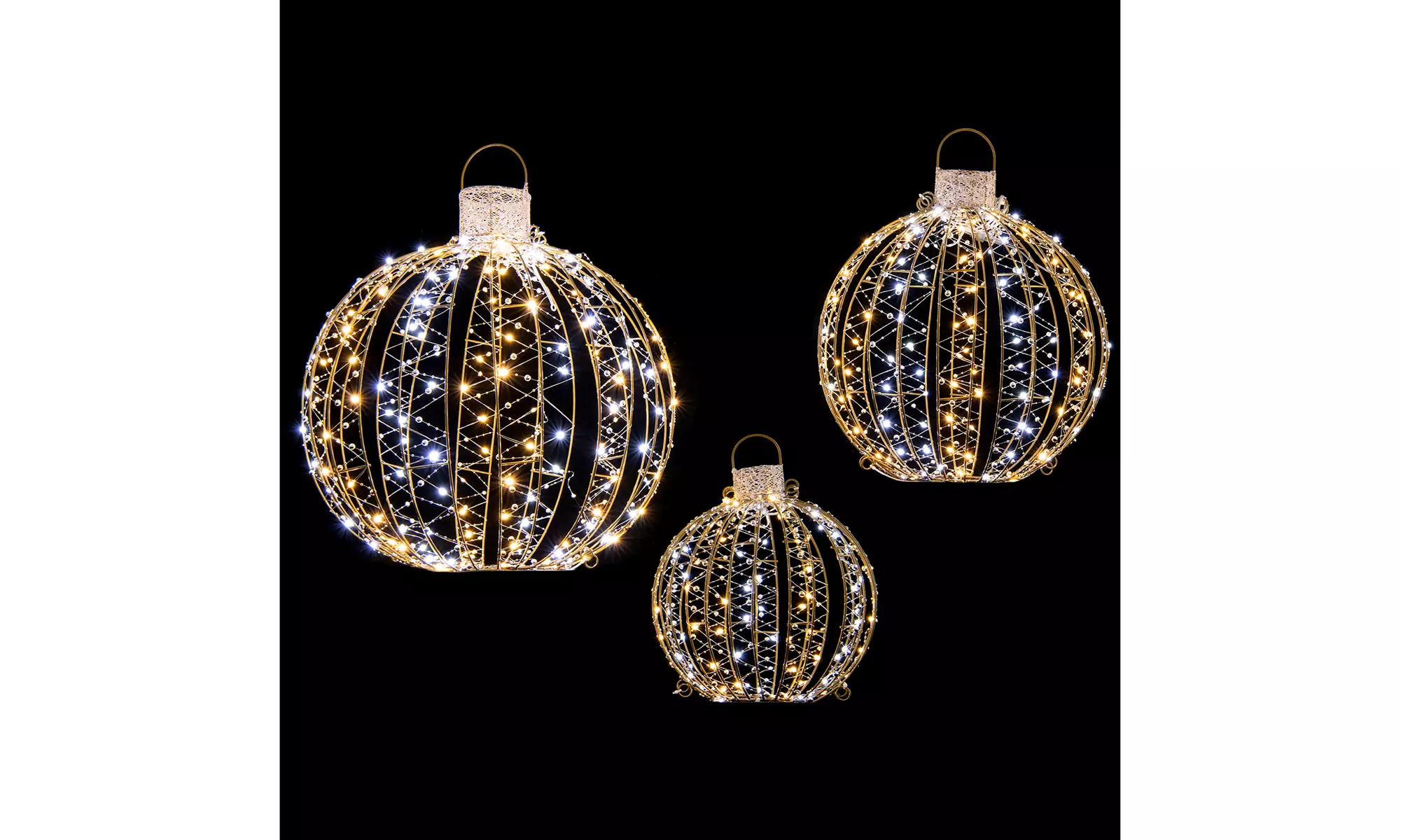 Costway Christmas LED Light Balls Outdoor Hanging Light Spheres 360 Lights