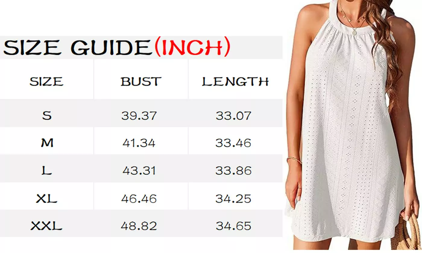 Bohuma Women's Eyelet Embroidery Sleeveless Halter Summer Dress S-2X