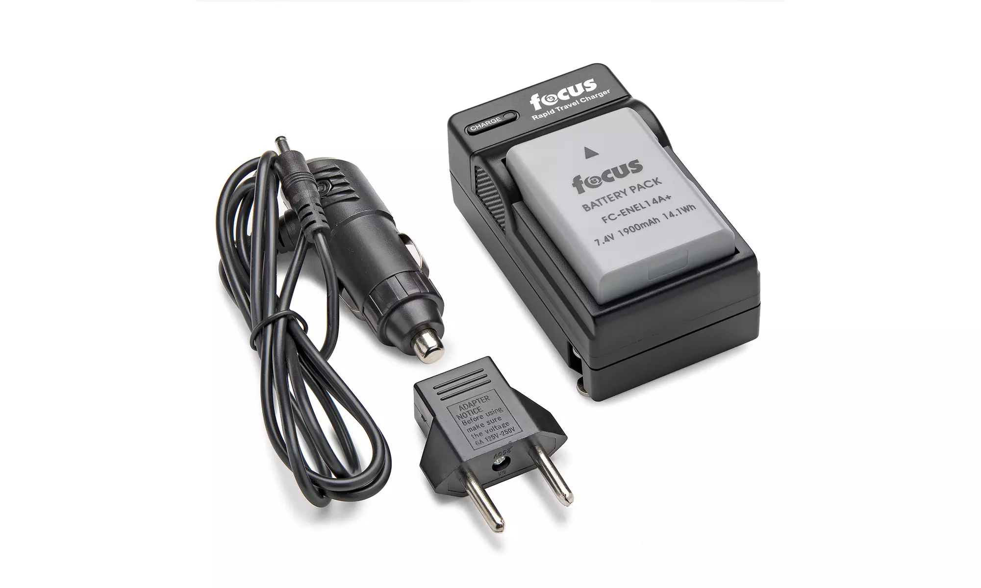 Focus Camera Lithium-Ion Battery and Charger for Nikon EN-EL14A - Primary Image