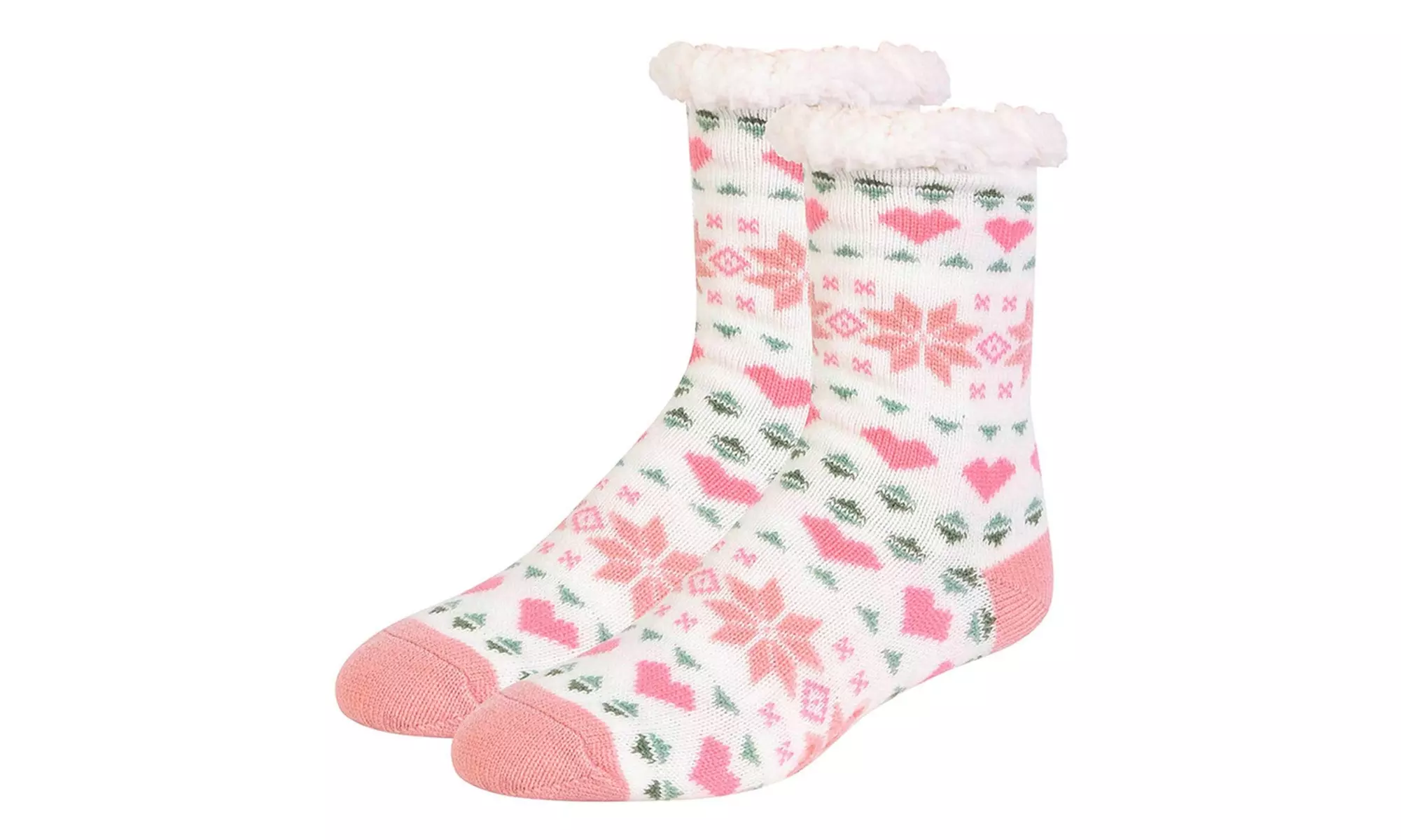 Women's Sherpa Fleece Lined Christmas Cozy Fuzzy Slipper Socks With Grippers