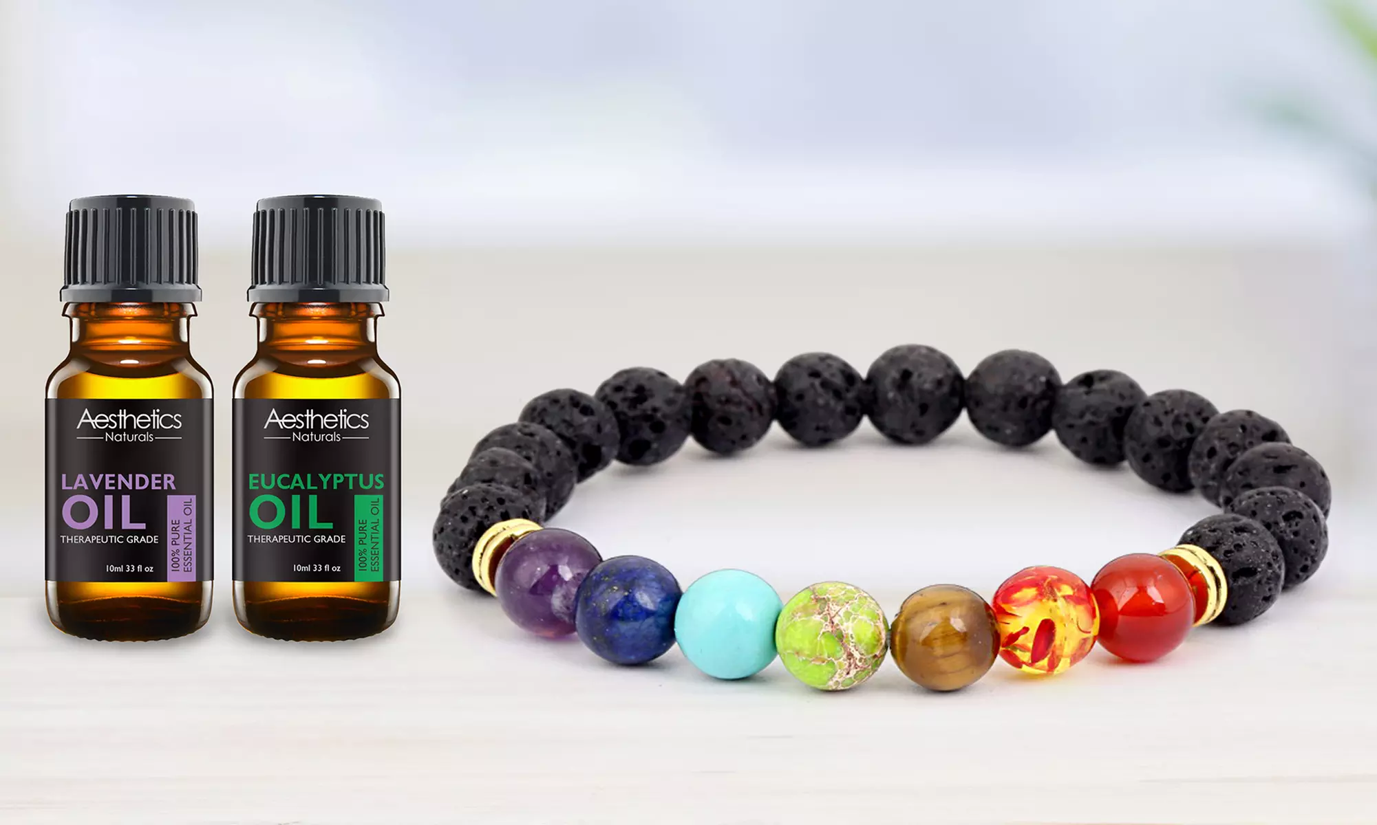 Lava Stone Diffuser Bracelet with Optional, Randomly Selected Essential Oils