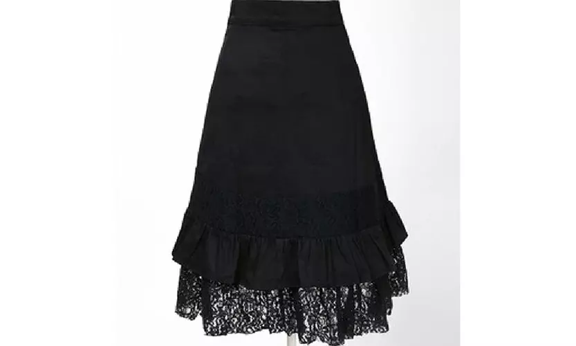 Women's Steampunk Gothic Style Black Lace Splicing Metal Button Buckle Skirt - Second Medium