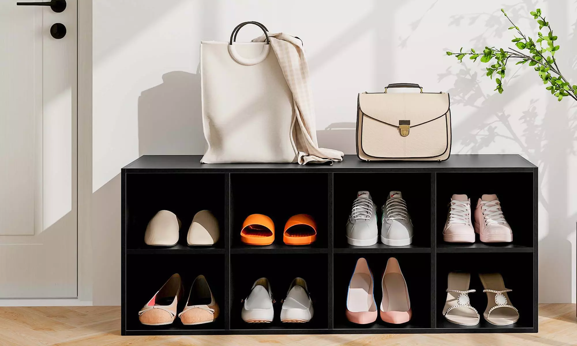 Costway 8-Cubby Shoe Bench Organizer - Primary Image