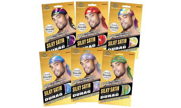 Silky Satin Durag Men's Cap Hat Doo Rag Biker Smooth Head Wrap Bandana 5  pack