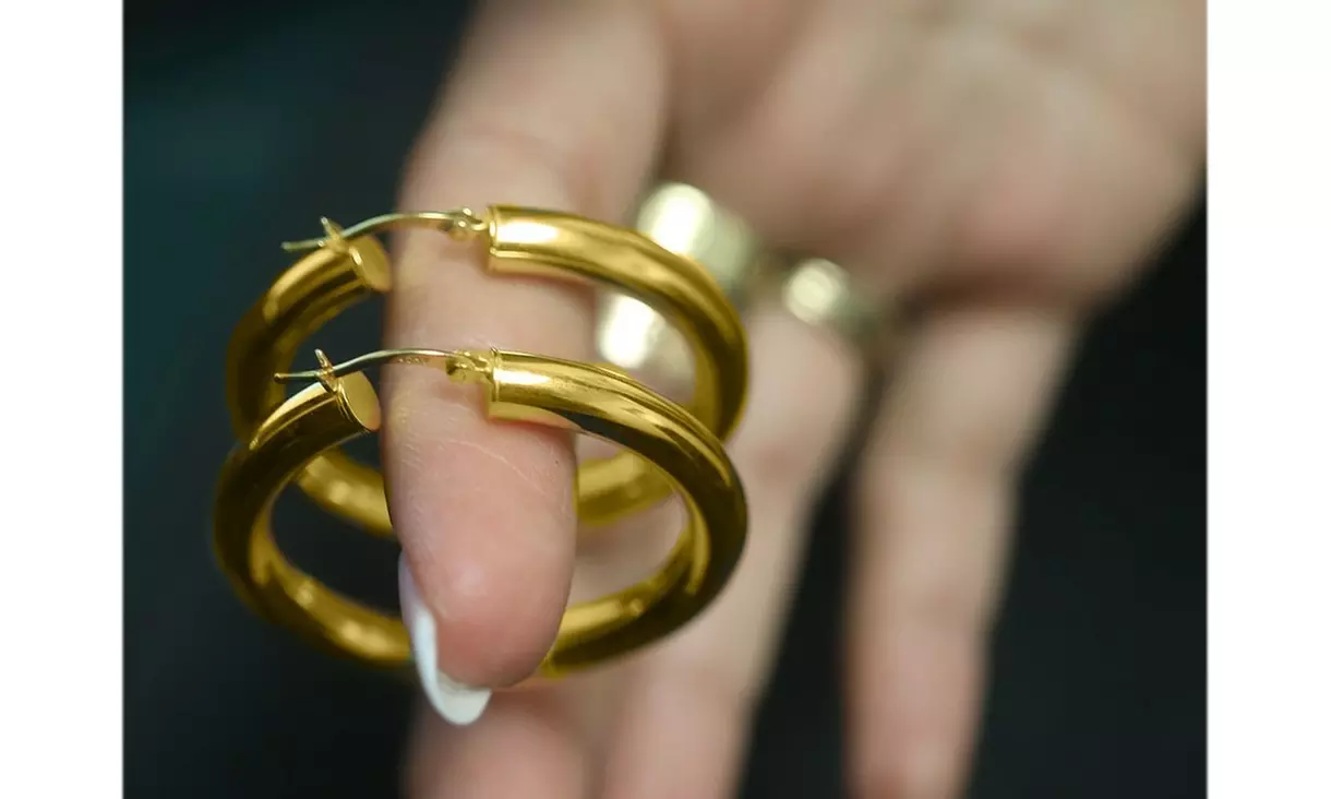 18K Gold Plated 925 Sterling Silver 40mm French Lock Hoop Earrings